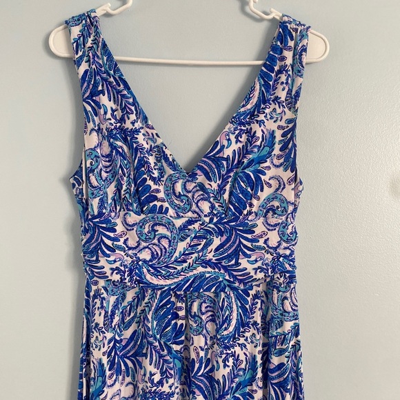 Lilly Pulitzer Medium M Bird Is The Word Sloane Maxi Dress Blue Coastal Beach - Picture 4 of 13
